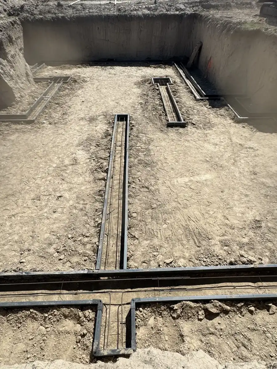 Foundation footing forms and interior footing layout