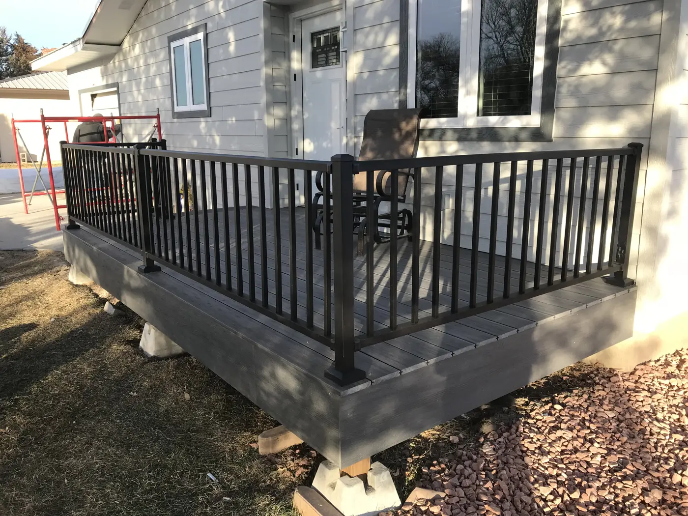 Finished entry deck and windows