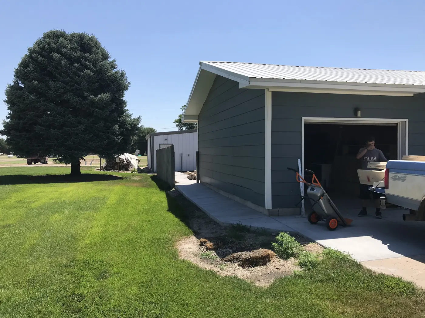 Garage exterior before remodel